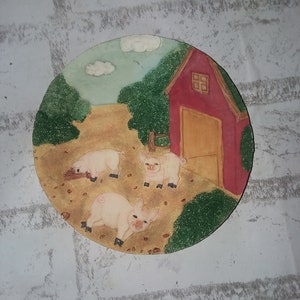 Youngs inc piggy decorative 6 inch plate