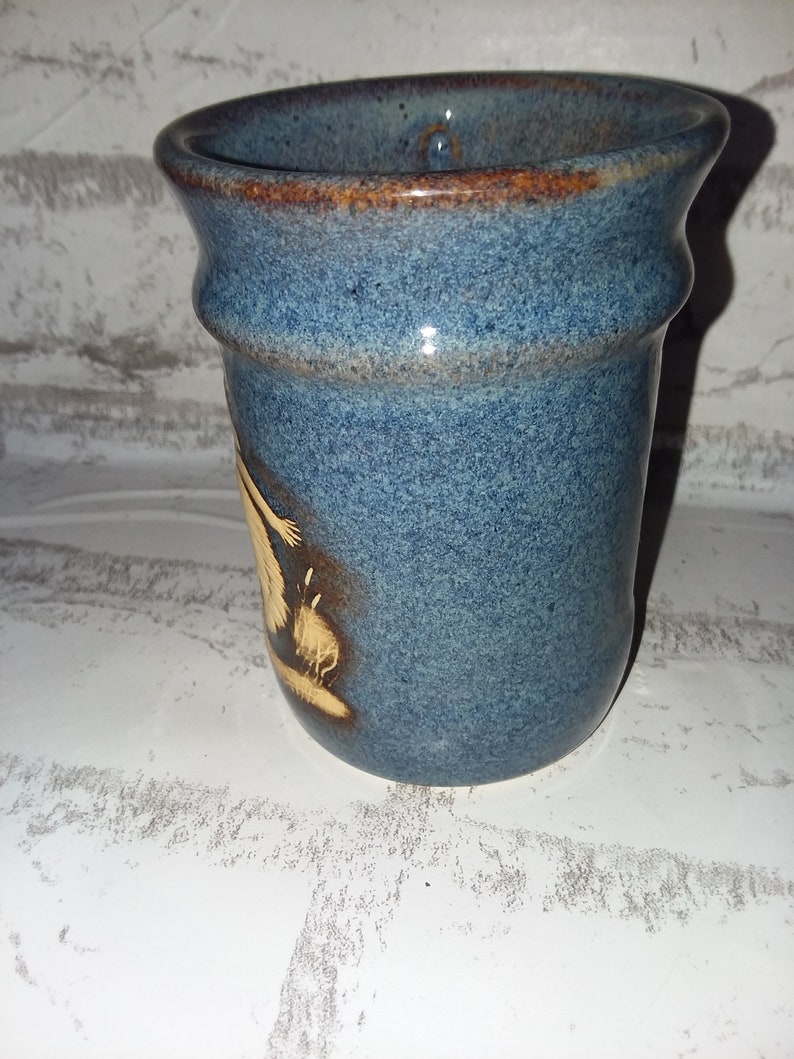 Ceramic blue mug with geese