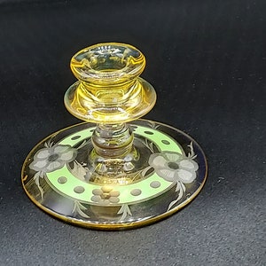 Vintage yellow art deco candle holder (as is)