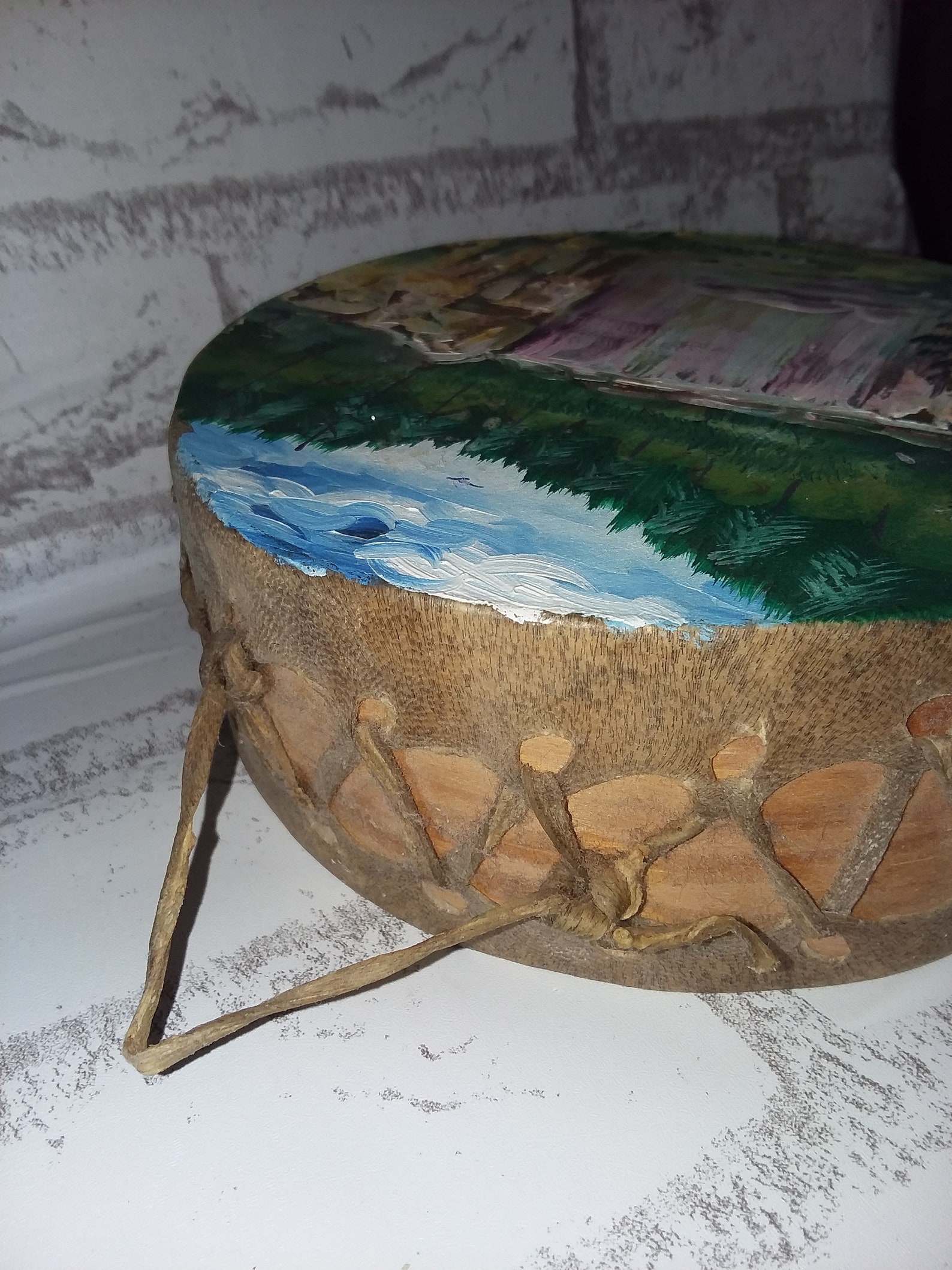 Vintage Hand Painted 7 Inch Drum Etsy