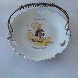 Holly Hobbie reticulated plate with attached metal handle