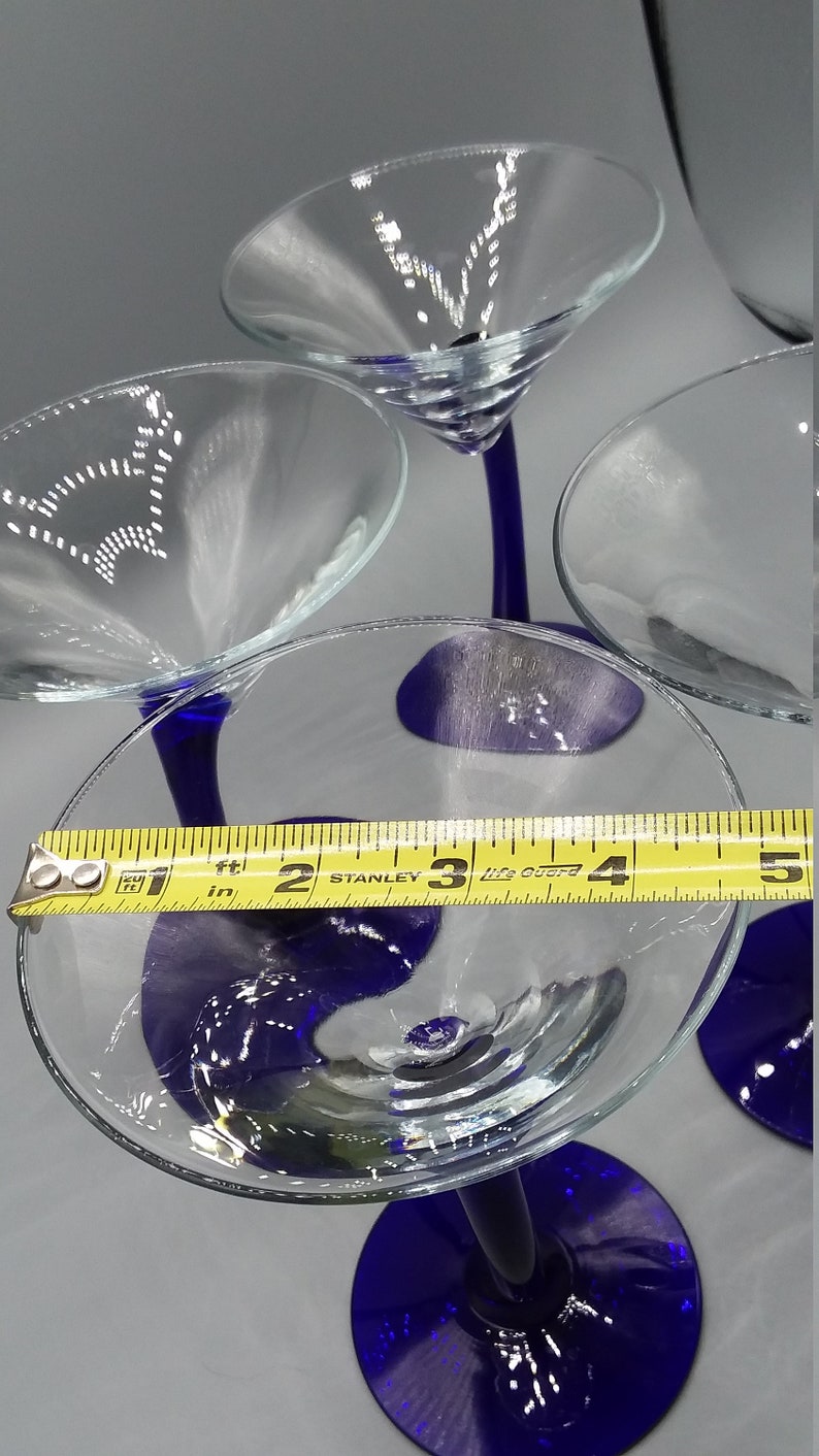 Libbey blue bravura martini glasses