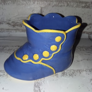 Ceramic blue bootie planter