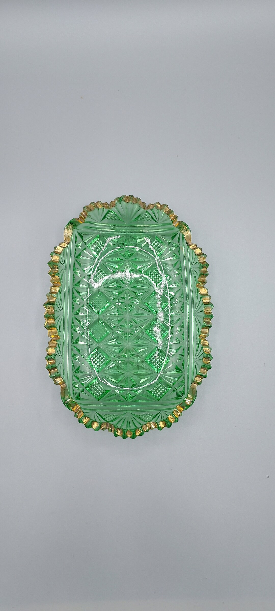 Emerald Green Pressed Glass Relish Dish Etsy