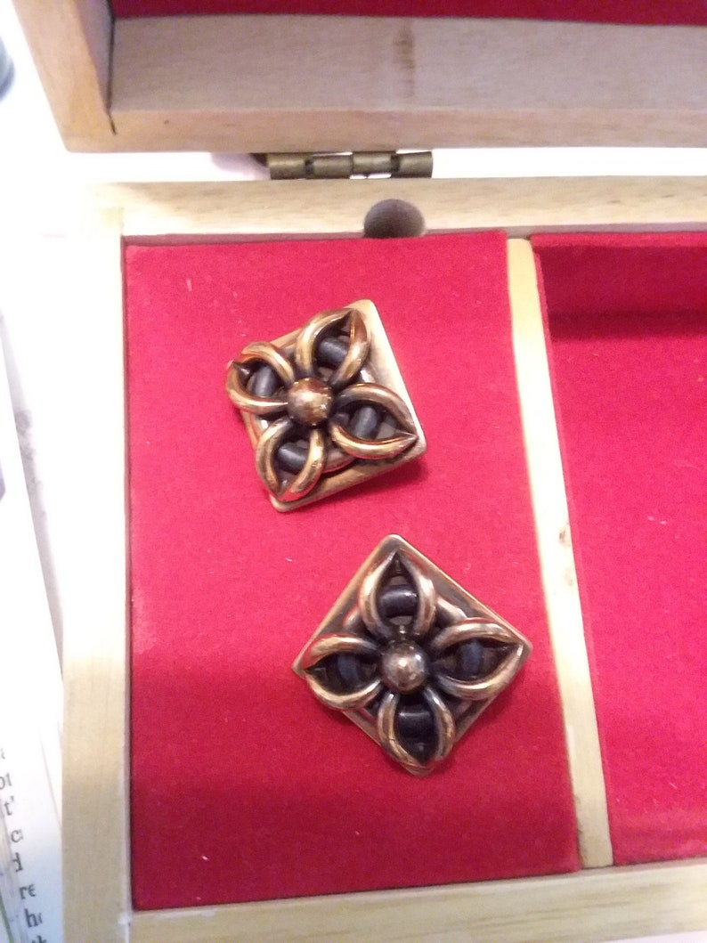 Robaje copper and black art deco style clip on earrings