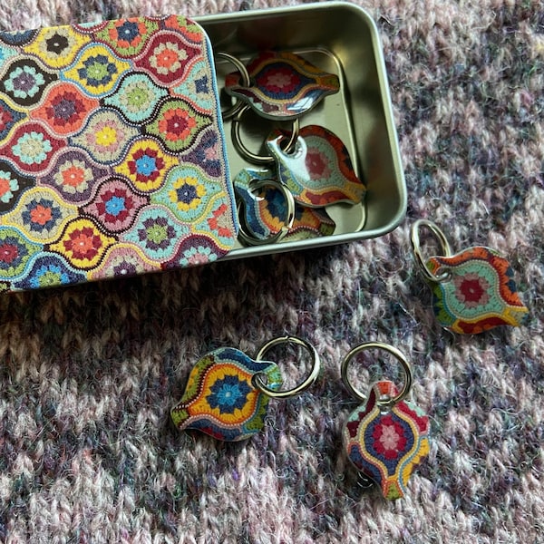 Stitch Markers for Knitters in a Tin- Janie Crow