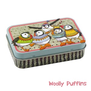 Small Hinged Tins Woolly Puffins