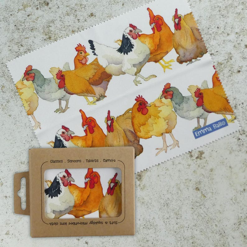 Reusable Microfibre Lens Cloths for Glasses and Cameras Chickens