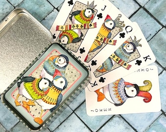 Playing Cards in Tin | Illustrated 54 Card Deck | Travel Game Gift | various deisgns by Emma Ball