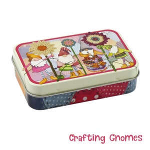 Small Hinged Tins Crafting Gnomes