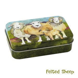 Small Hinged Tins Felted Sheep