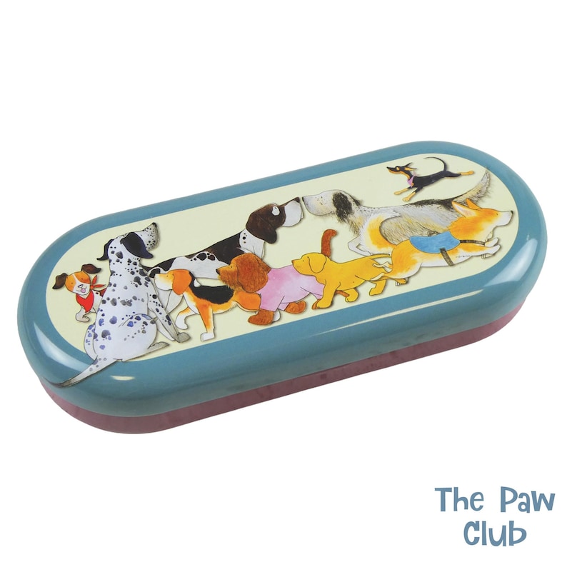 Metal Glasses Case | Hinged Spectacle & Sunglasses Tin | Hard Glasses Case | Emma Ball The Paw Club