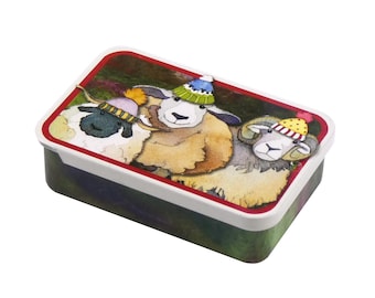 Emma Ball Woolly Animals Pocket Tin – Small Storage Tin for Crafting, Sewing & Travel Essentials