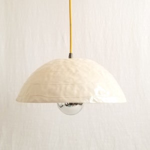 Dome pendant light. Handmade ceramic. White with plug-in cord or hardwire ready image 1