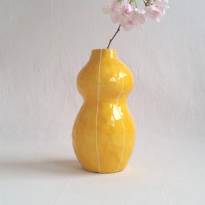 Ceramic vase. Wedding gift. Modern decor. Home accent Yellow