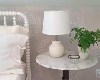 Small ceramic bedside table lamp. Creamy ivory white or custom colors