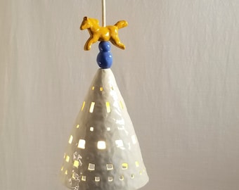 Pony pendant light for nursery or kid's room. Hanging ceramic lamp