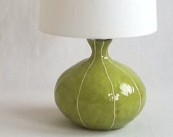 Ceramic table lamp. Bedroom decor, accent lighting