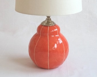 Ceramic pottery table lamp for bedside. Modern interior lighting. Custom colors