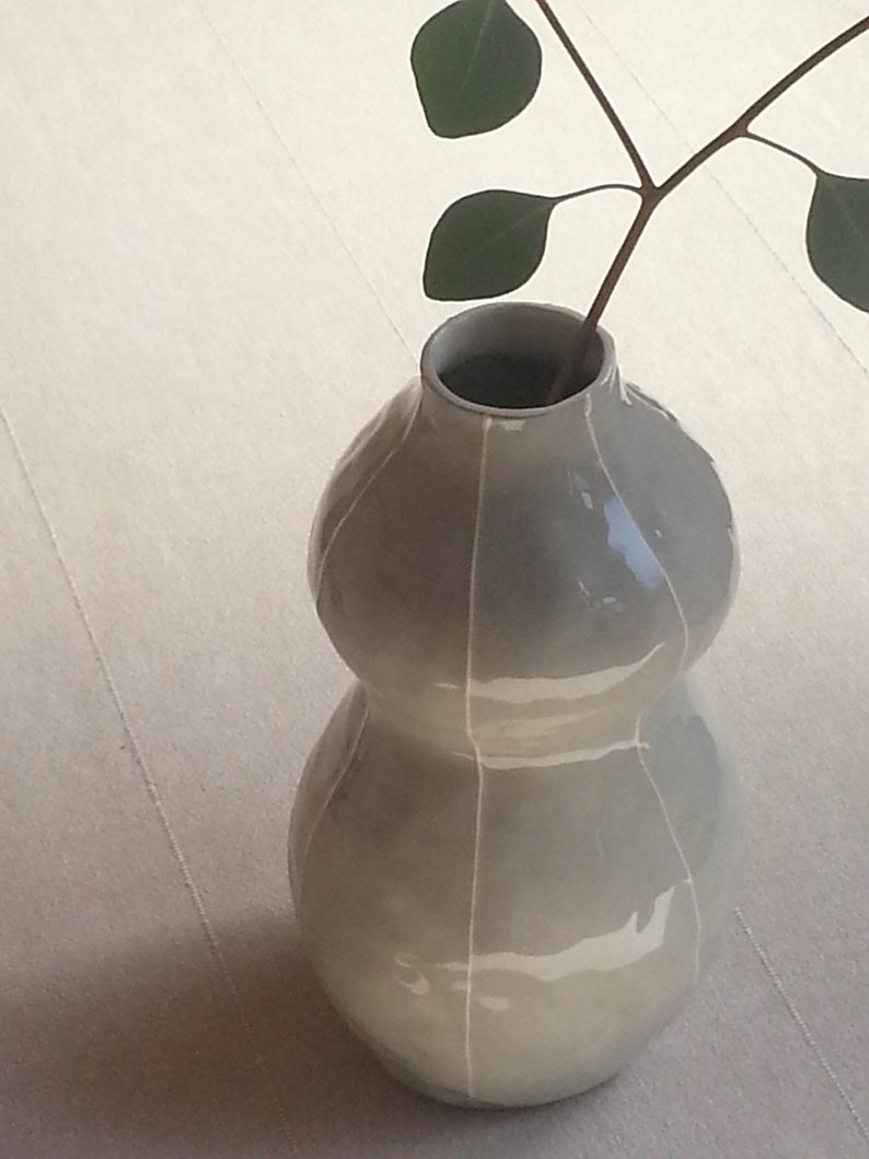 Ceramic vase. Wedding gift. Modern decor. Home accent Gray