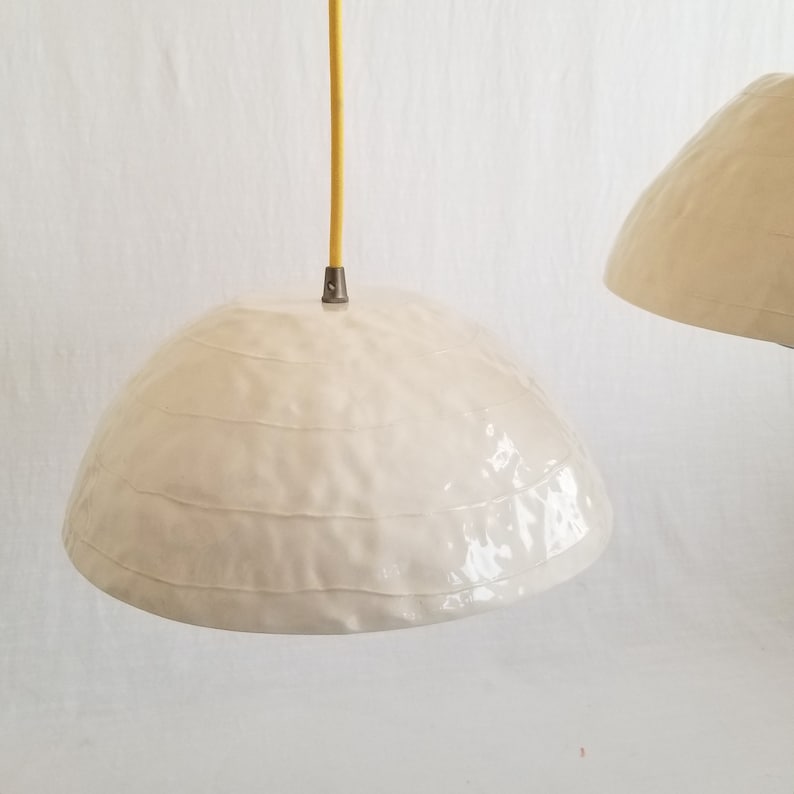 Dome pendant light. Handmade ceramic. White with plug-in cord or hardwire ready image 2