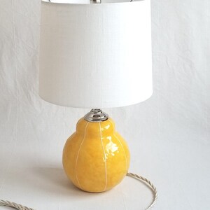 Small ceramic bedside table lamp. Creamy ivory white or custom colors Yellow