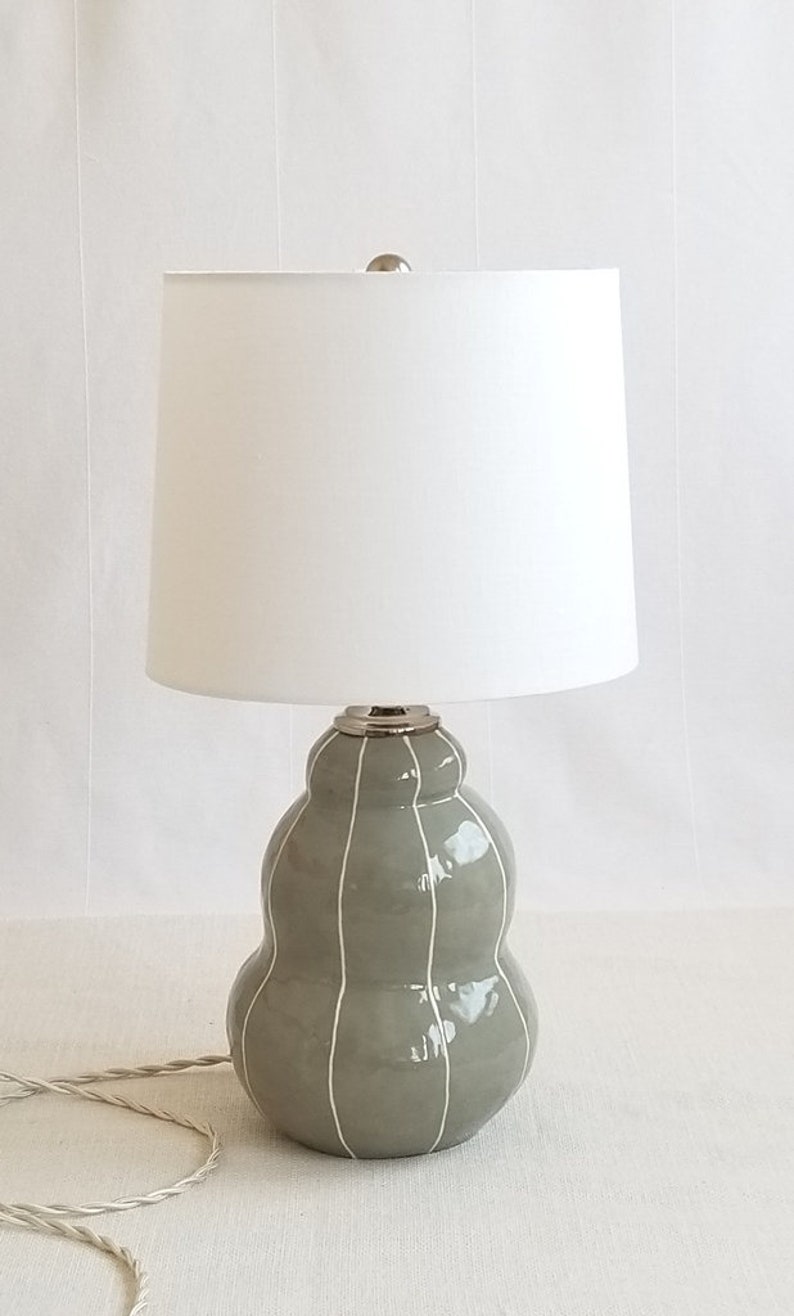 Modern ceramic lamp. Pottery table lamp image 6