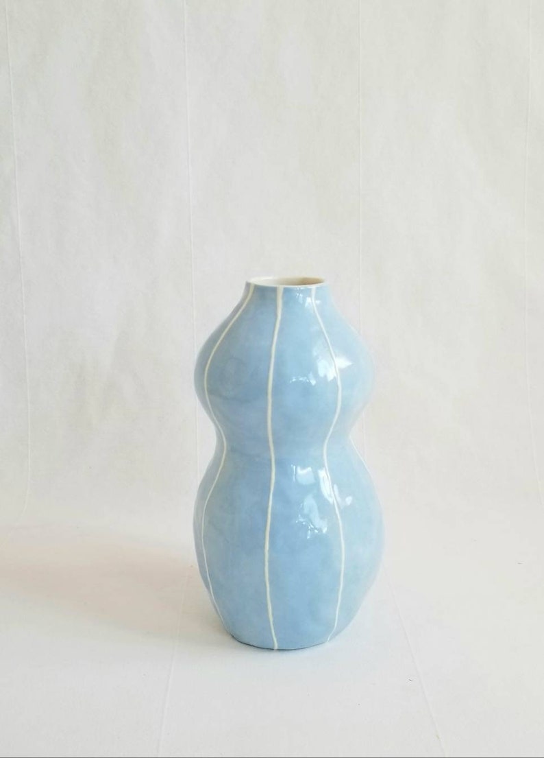 Ceramic vase. Wedding gift. Modern decor. Home accent Light blue