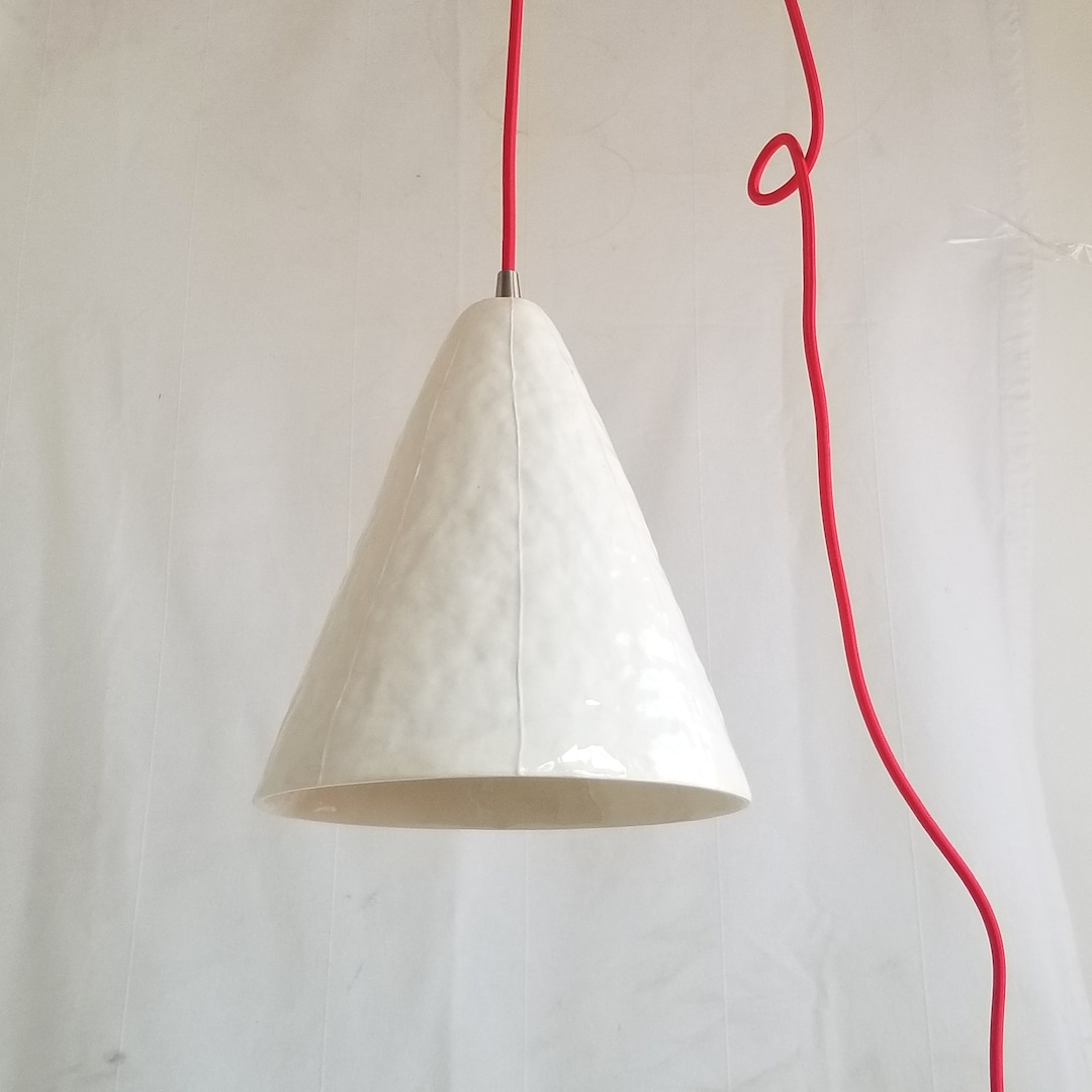 Ceramic Plug in Pendant Light. Hanging Cone, Overhead Chandelier Etsy UK