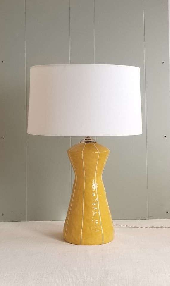 Modern Ceramic Table Lamp Home Lighting Side Living Room Or Bedroom Office Decor Handmade Contemporary Pottery
