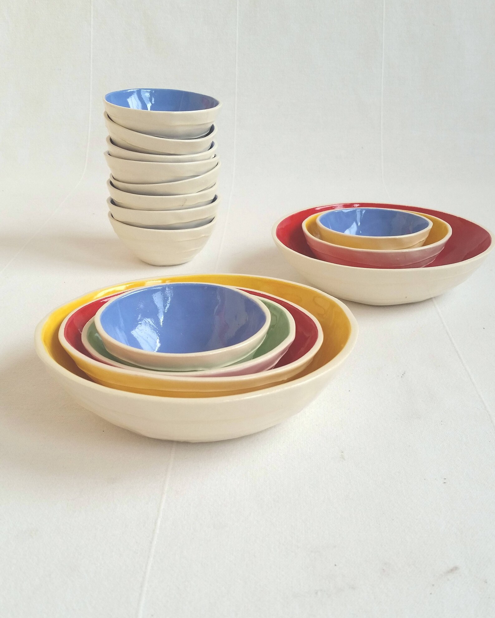 Set of 4 Nesting Bowls in Primary Colors Etsy