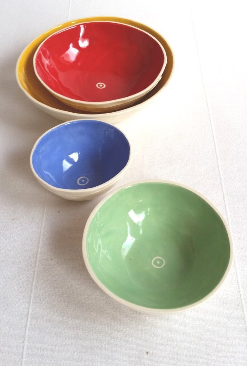 Set of 4 Nesting Bowls in Primary Colors Etsy