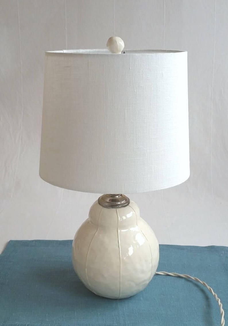 Pair of lamp finials. Round white ceramic finials. Etsy