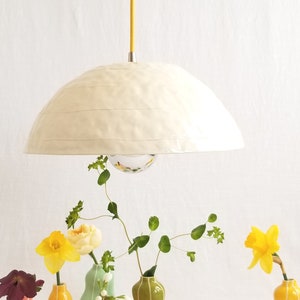 Dome pendant light. Handmade ceramic. White with plug-in cord or hardwire ready image 3