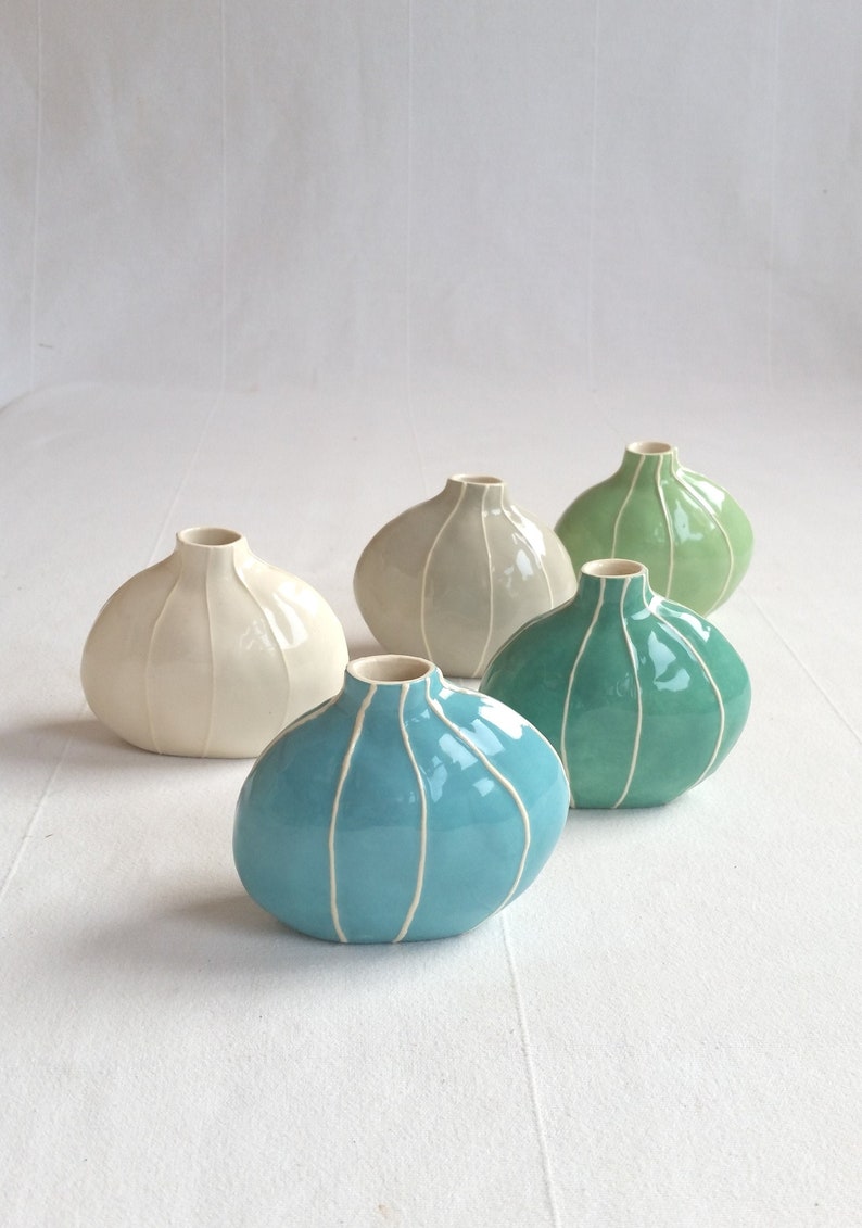 Small Ceramic Vase Round Bud Vase Colorful Vase For Table Etsy