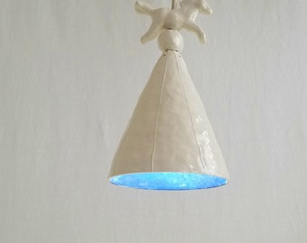 White pony pendant light for nursery or kid's room. 15' plugin cord