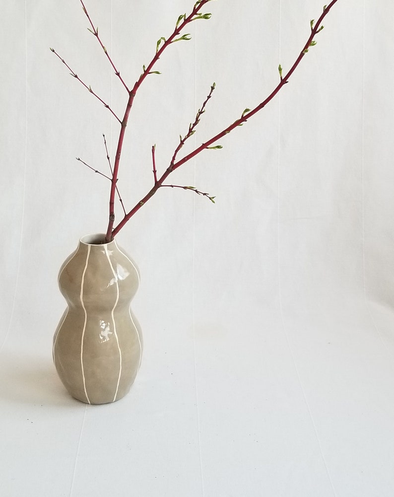 Ceramic vase. Wedding gift. Modern decor. Home accent Taupe