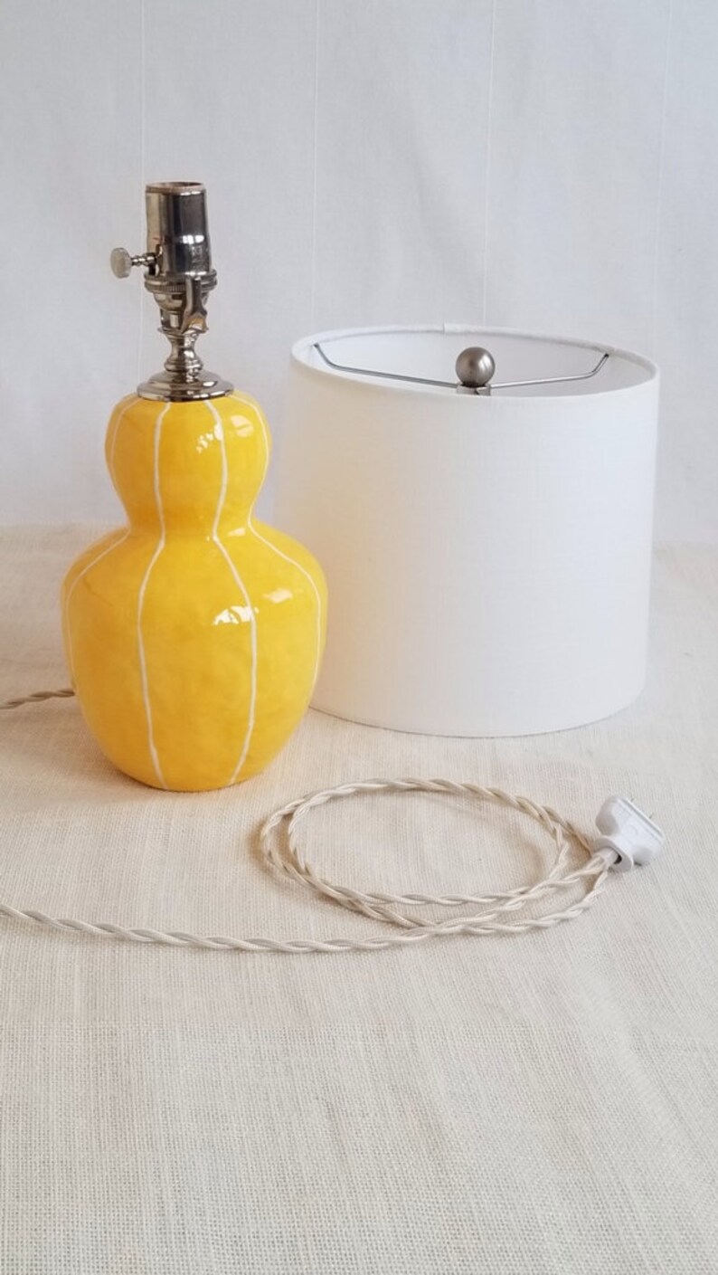 Bedside Table Lamp. Handmade Ceramics With Stripes Etsy
