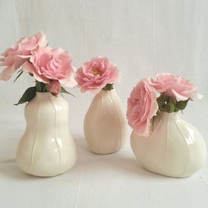 Set of 3 white bud vases. Simple natural gift image 6