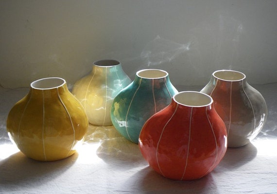 Ceramic Vase Handmade Pottery In Bright Colors Anniversary Etsy