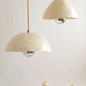 Dome pendant light. Handmade ceramic. White with plug-in cord or hardwire ready image 4