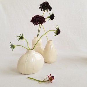 Set of 3 white bud vases. Simple natural gift image 4