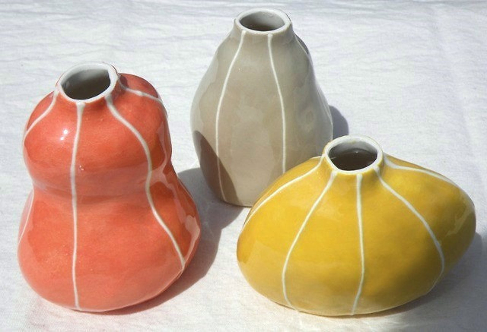 Set of 3 Ceramic Bud Vases. Fall Colors for Home Office Etsy