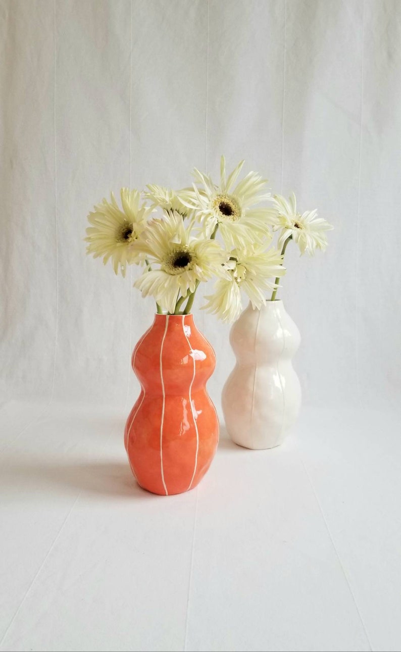 Ceramic vase. Wedding gift. Modern decor. Home accent Orange