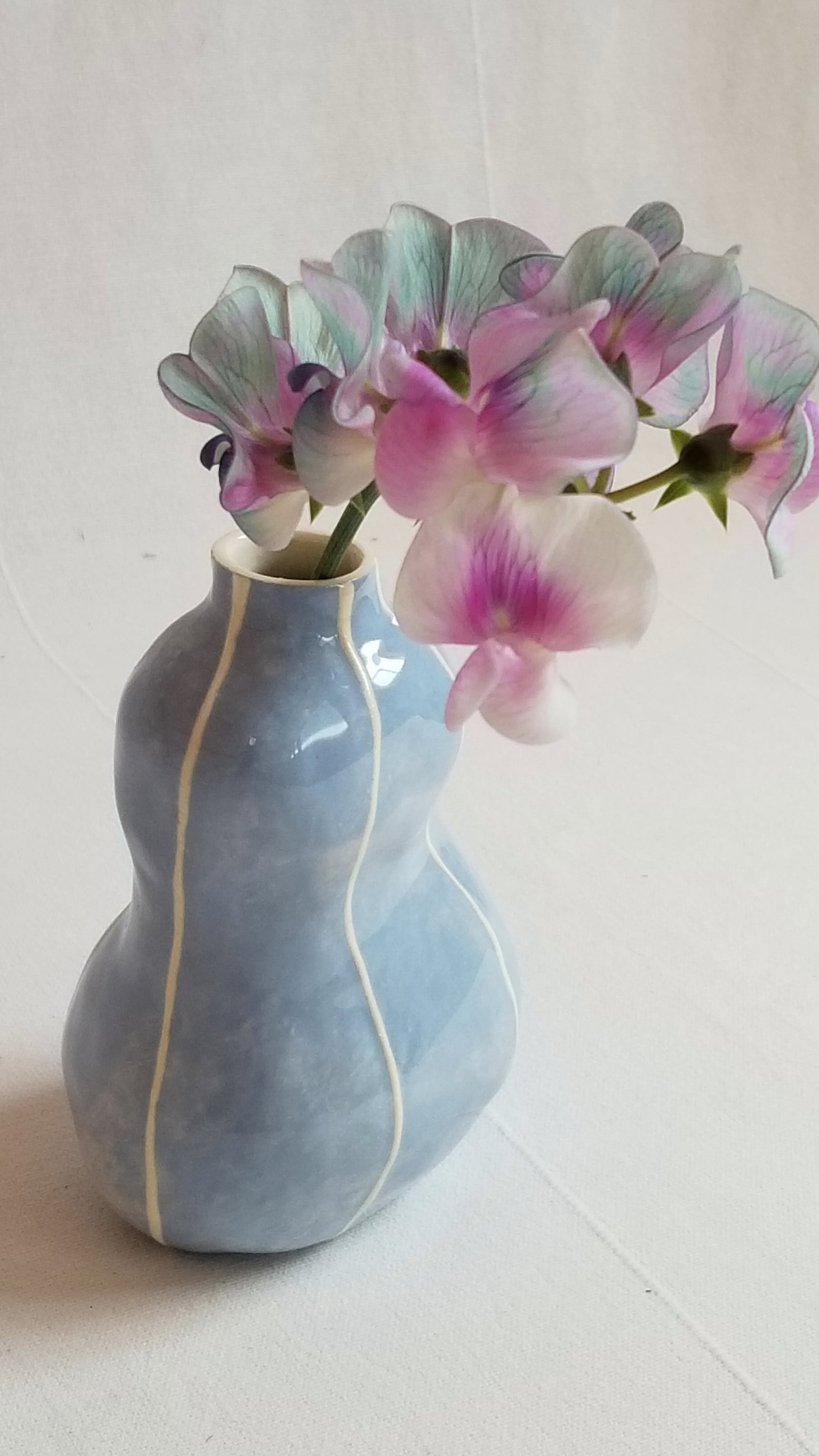 Ceramic bud vase. Colorful home decor. Small gift - Light blue