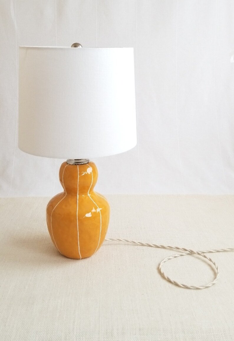 Small Modern Table Lamp Contemporary Ceramic Unique Pottery Yellow Decor Interior Home Lighting Kri Studio Free