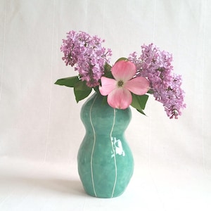 Ceramic vase. Wedding gift. Modern decor. Home accent Jade green