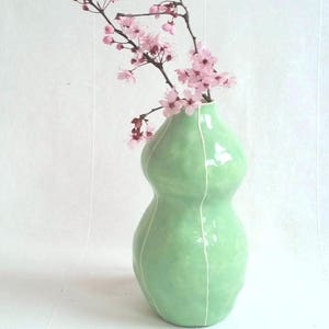 Ceramic vase. Wedding gift. Modern decor. Home accent Light green