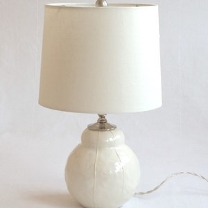 Small ceramic bedside table lamp. Creamy ivory white or custom colors White