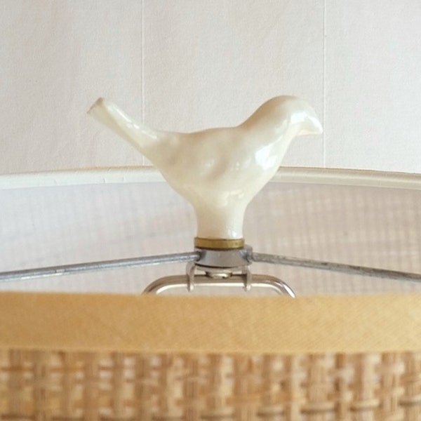Finial for lamp shade. Unique ceramic bird